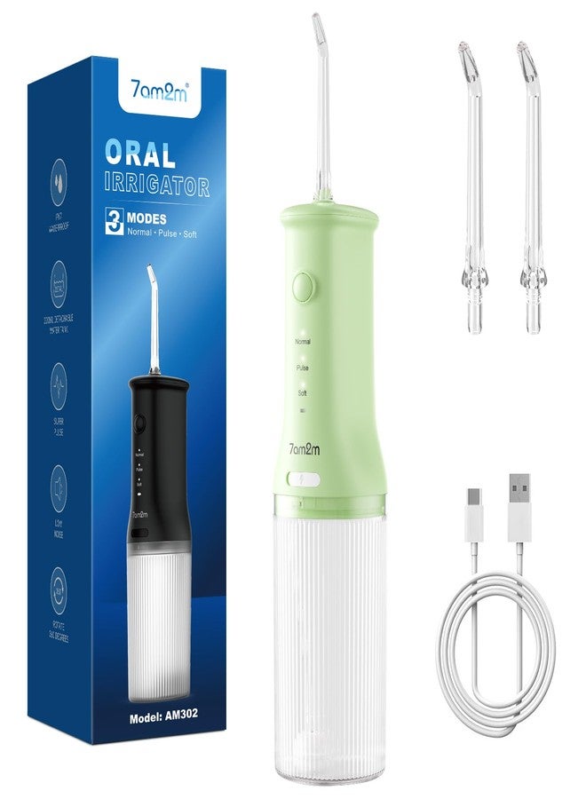 7AM2M Portable Water Flosser Cordless, Water Flosser for Teeth with 3 Modes and 2 Jet Tips, USB C Rechargeable, IPX7 Waterproof, Dental Water Flosser for Travel and Home Use (Green) - Image 1